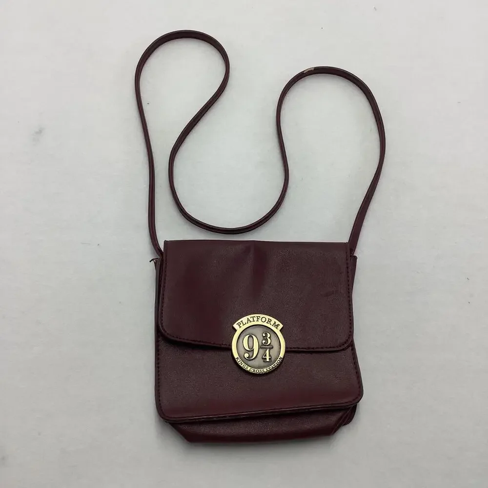 Harry Potter Platform 9 3/4 Crossbody Bag Womens Small Burgundy Faux Leather